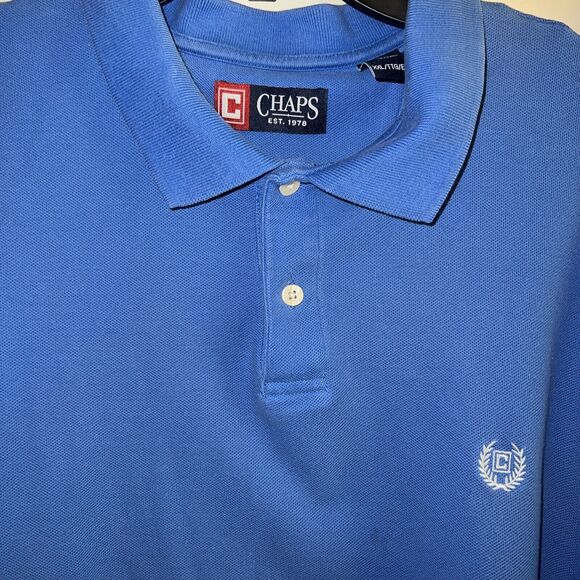 Chaps Est. 1978 Polo Shirt Mens Blue Collared Pullover Golf XXL/TTG/EEG Golf - Picture 5 of 7